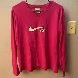 Hot pink Nike v-neck long sleeve tshirt